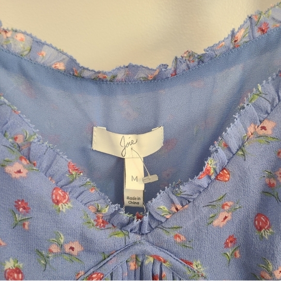 Joie NWT Medium 100% Silk floral ruffle dinesha lightweight top - Picture 5 of 12